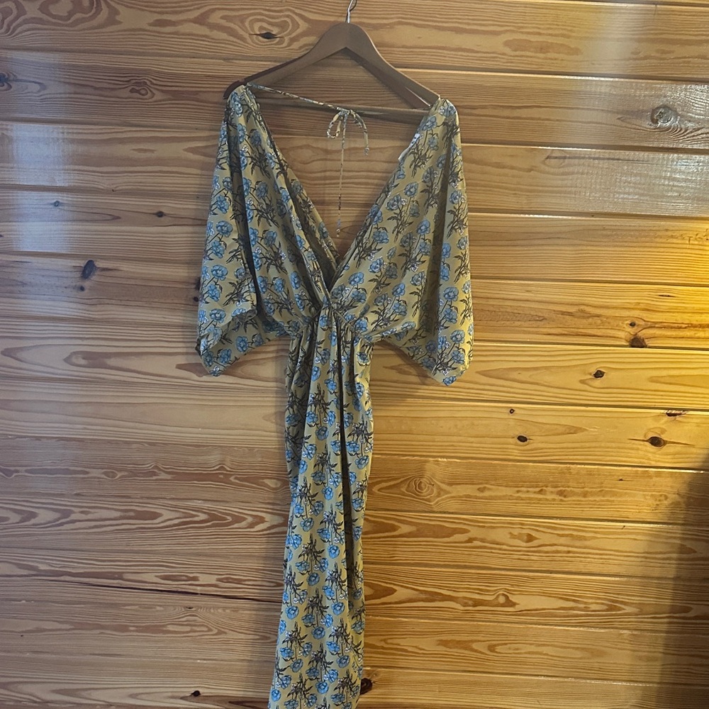 Floral Yellow Wrap Dress